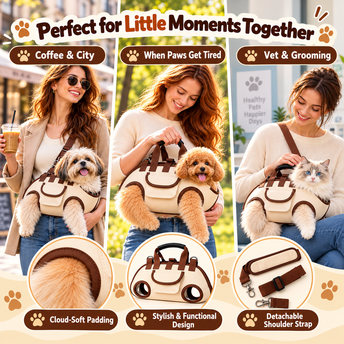 😽Hands-Free Pet Sling & Harness Carrier 🐾🐶