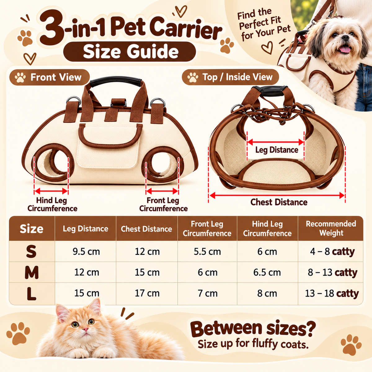 😽Hands-Free Pet Sling & Harness Carrier 🐾🐶