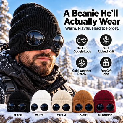 😎 Goggle Beanie Winter Hat🧢 – Funny Knit Pull-Down Hat with Built-In Lenses😂