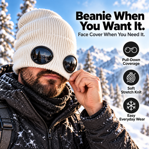 😎 Goggle Beanie Winter Hat🧢 – Funny Knit Pull-Down Hat with Built-In Lenses😂