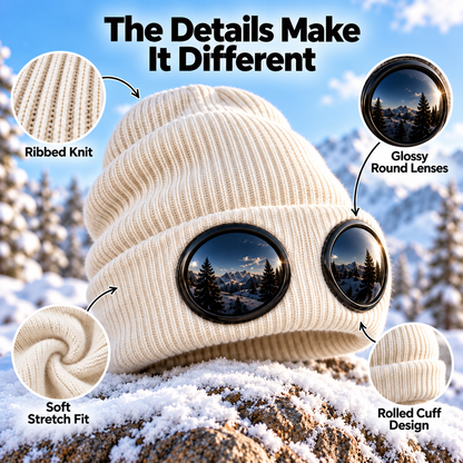 😎 Goggle Beanie Winter Hat🧢 – Funny Knit Pull-Down Hat with Built-In Lenses😂