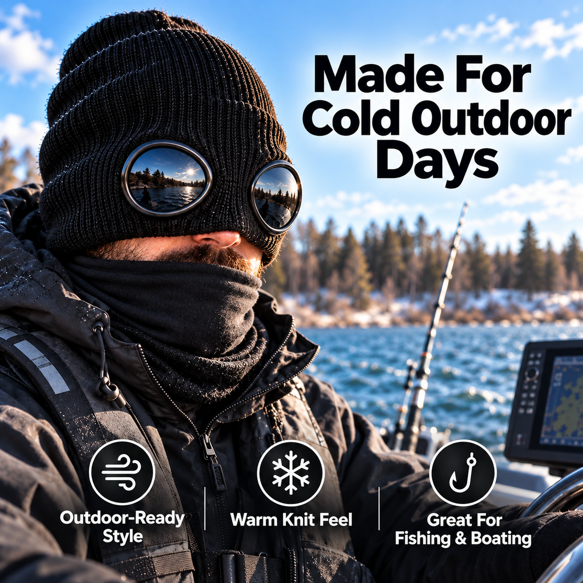 😎 Goggle Beanie Winter Hat🧢 – Funny Knit Pull-Down Hat with Built-In Lenses😂