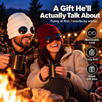 😎 Goggle Beanie Winter Hat🧢 – Funny Knit Pull-Down Hat with Built-In Lenses😂
