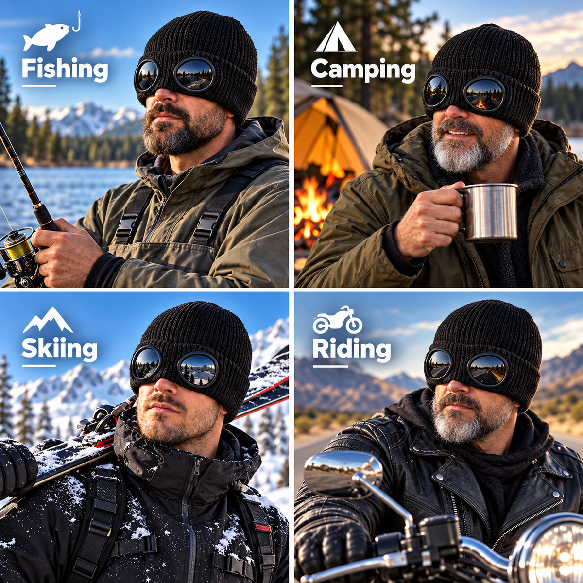 😎 Goggle Beanie Winter Hat🧢 – Funny Knit Pull-Down Hat with Built-In Lenses😂