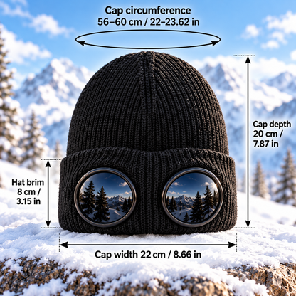 😎 Goggle Beanie Winter Hat🧢 – Funny Knit Pull-Down Hat with Built-In Lenses😂