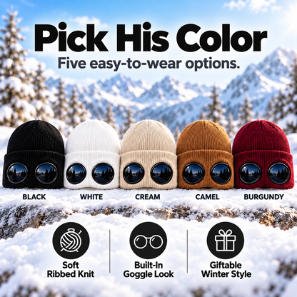 😎 Goggle Beanie Winter Hat🧢 – Funny Knit Pull-Down Hat with Built-In Lenses😂
