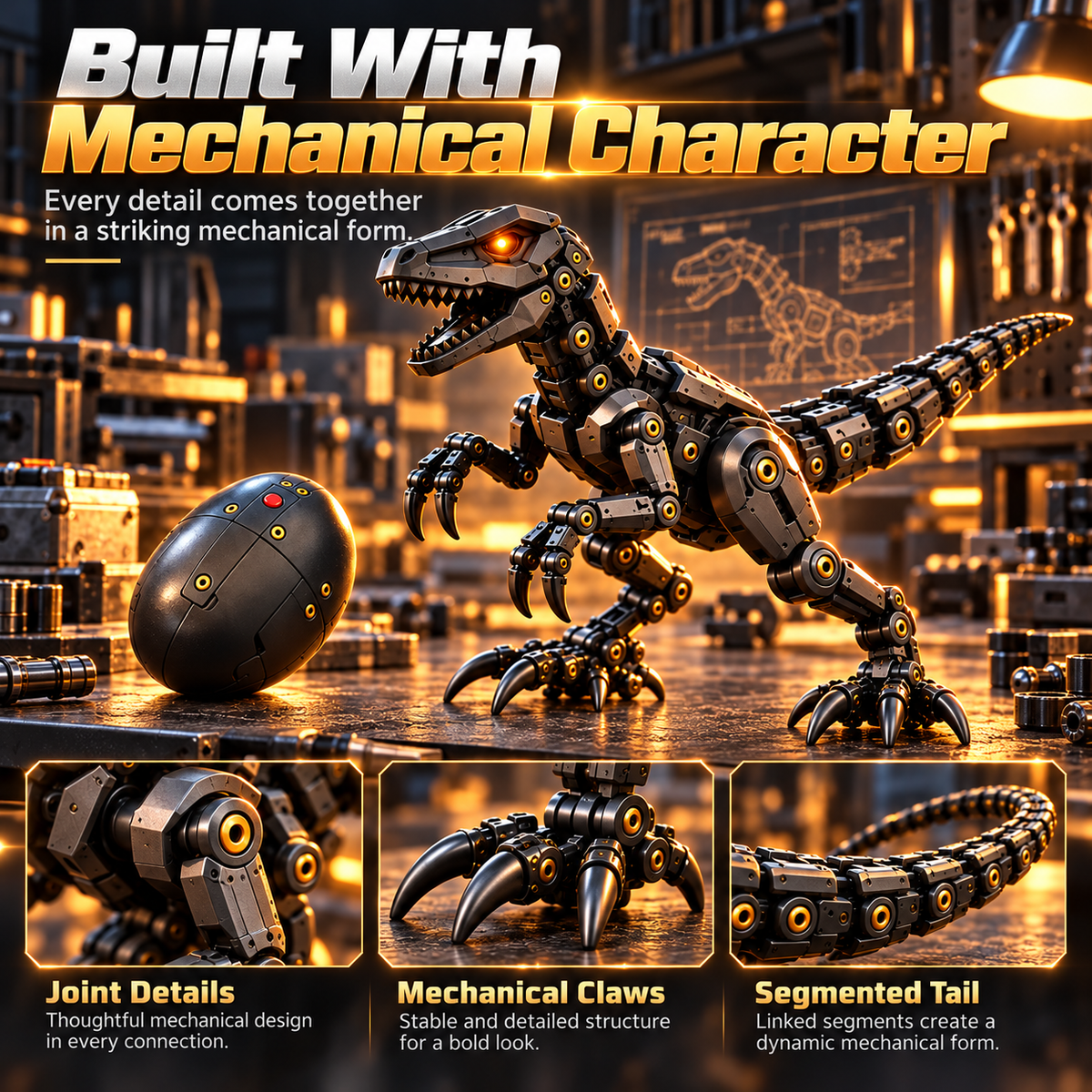 Egg to Raptor – 2-in-1 Transforming Mechanical Dinosaur Figure