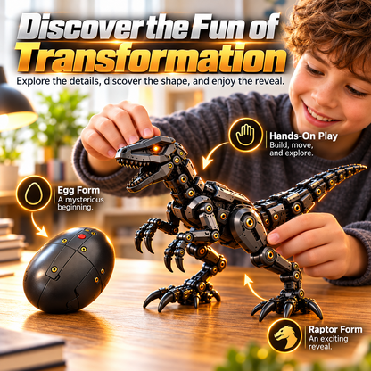 Egg to Raptor – 2-in-1 Transforming Mechanical Dinosaur Figure