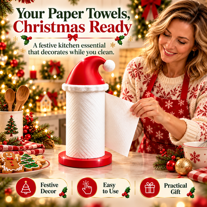 🎅 Santa Hat Christmas Paper Towel Holder – Festive Kitchen Countertop Decor & Holiday Gift 🎄