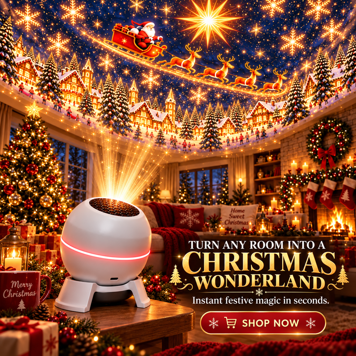 🎅 Christmas Projection Night Light – Turn Any Room Into a Holiday Wonderland