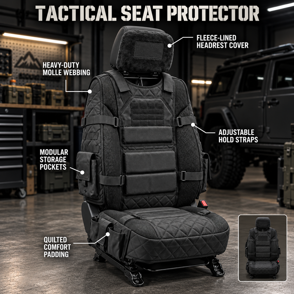 🚙Rugged MOLLE Truck Seat Cover – Tactical Storage, Seat Protection & Comfort