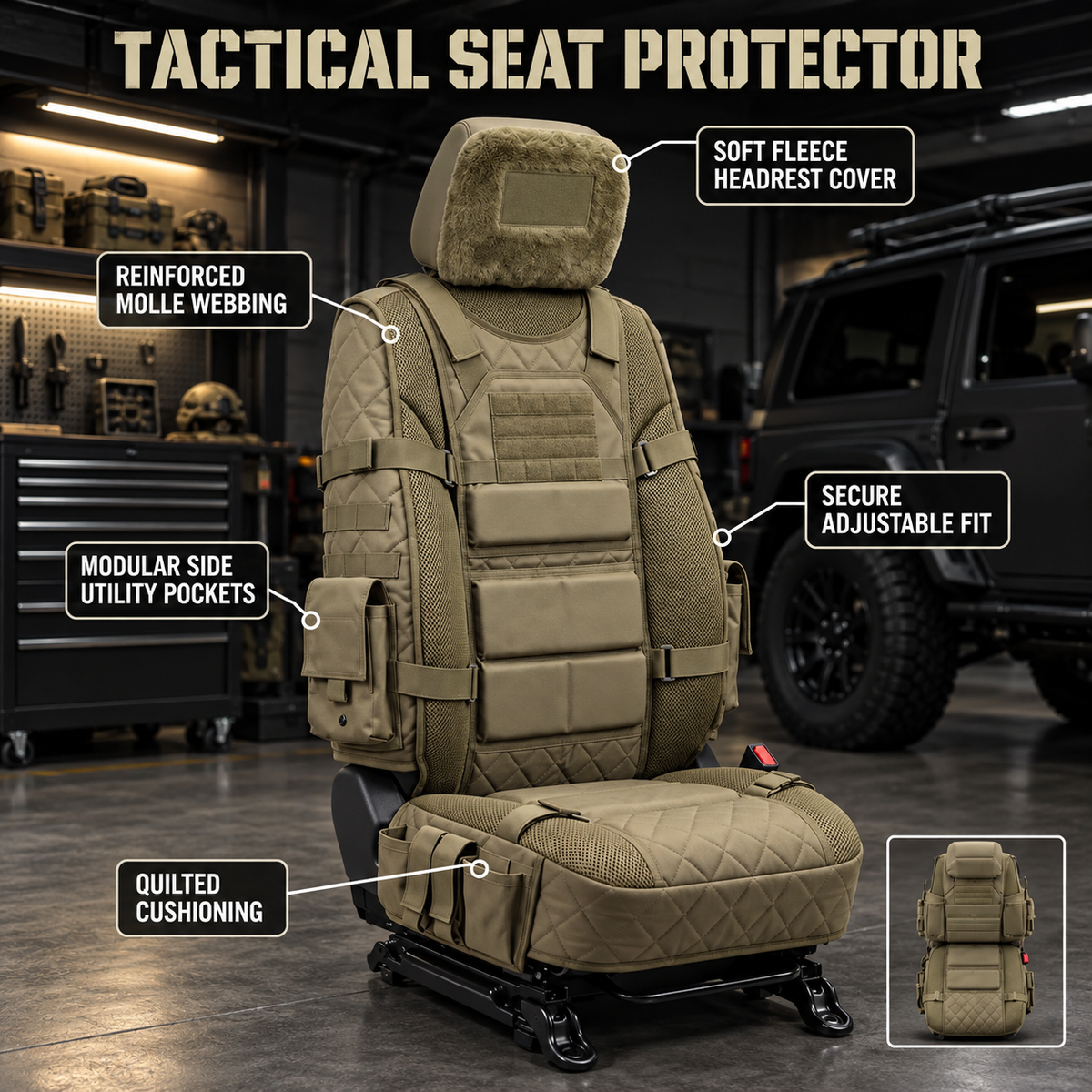 🚙Rugged MOLLE Truck Seat Cover – Tactical Storage, Seat Protection & Comfort