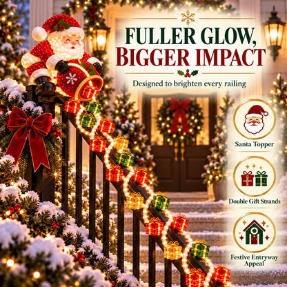 ✨🎁 Santa Magic Gift Cascade Light – Illuminated Railing Christmas Decoration