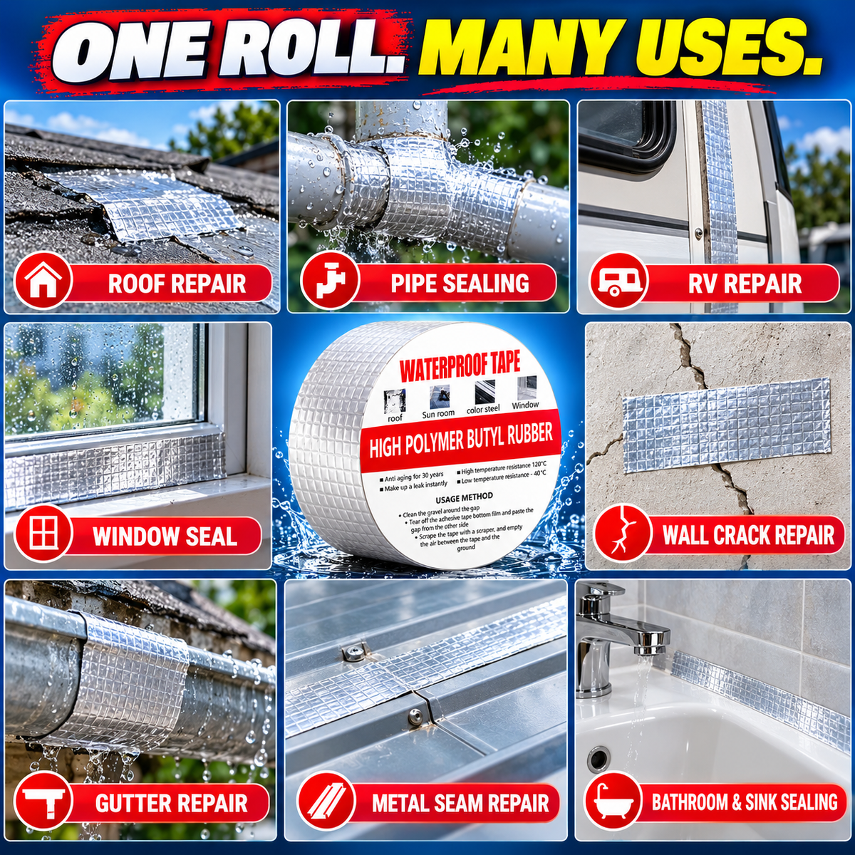 🛠️ Heavy-Duty Aluminum Foil Repair Tape – Moisture-Resistant Sealing & Repair