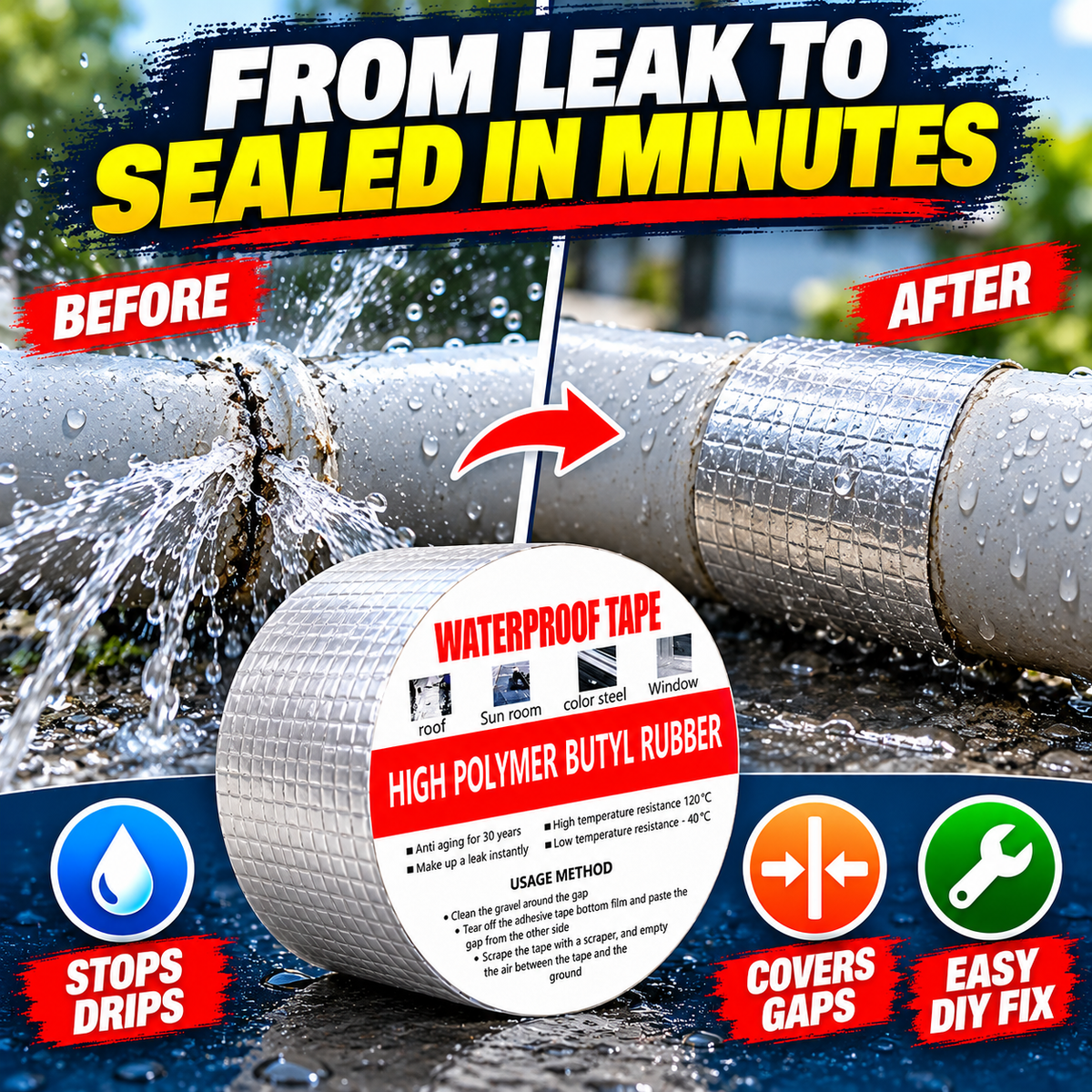 🛠️ Heavy-Duty Aluminum Foil Repair Tape – Moisture-Resistant Sealing & Repair