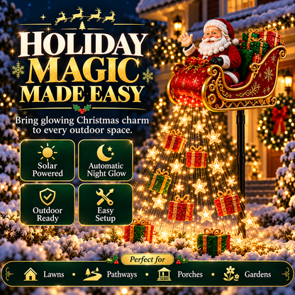 🎅✨ 2026 New Santa’s Flying Sleigh Gift Cascade – Solar Christmas Garden Light
