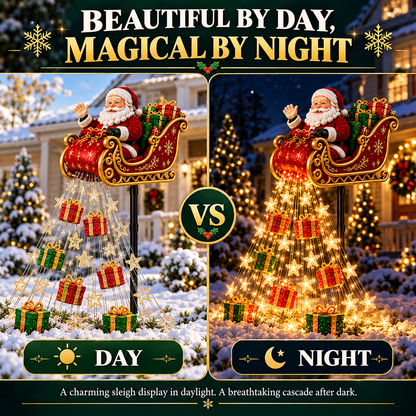 🎅✨ 2026 New Santa’s Flying Sleigh Gift Cascade – Solar Christmas Garden Light