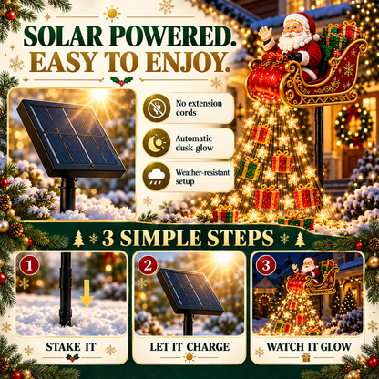 🎅✨ 2026 New Santa’s Flying Sleigh Gift Cascade – Solar Christmas Garden Light