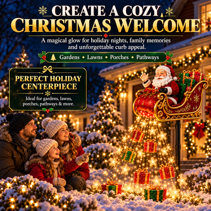🎅✨ 2026 New Santa’s Flying Sleigh Gift Cascade – Solar Christmas Garden Light
