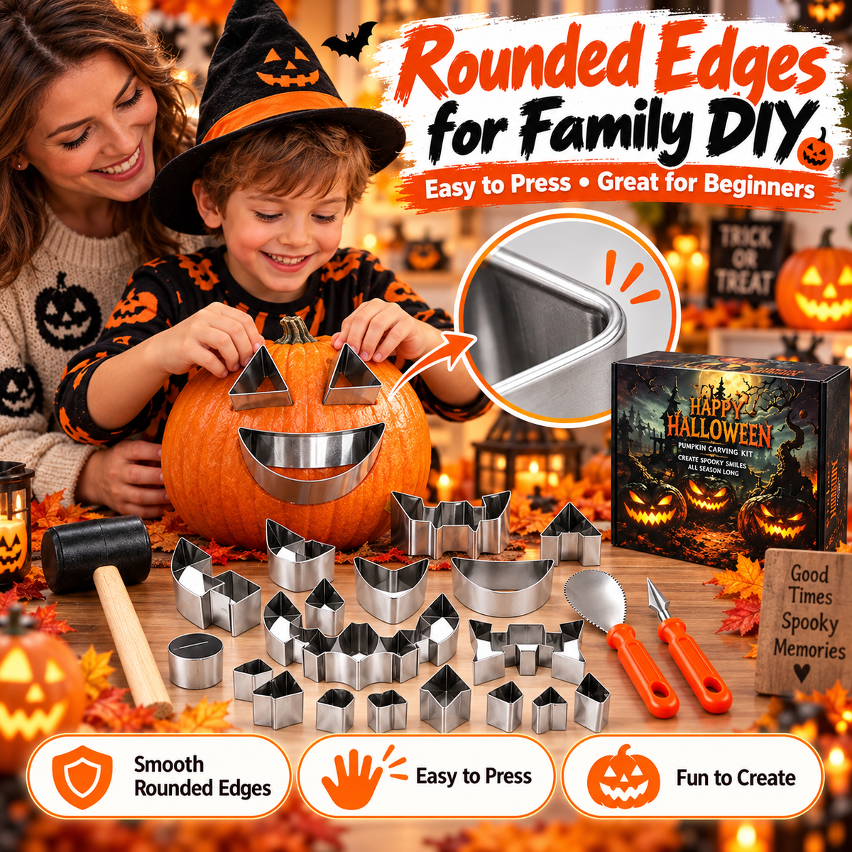 🎃24-Piece Halloween Pumpkin Carving Kit – Family DIY Set