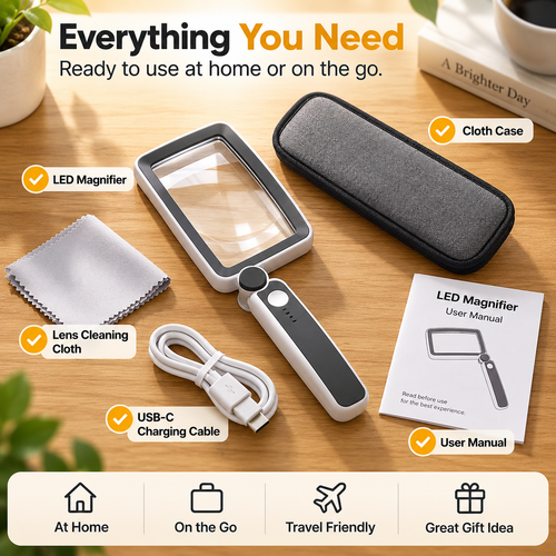 Folding Handheld Magnifying Glass with 10 LED Lights for Reading