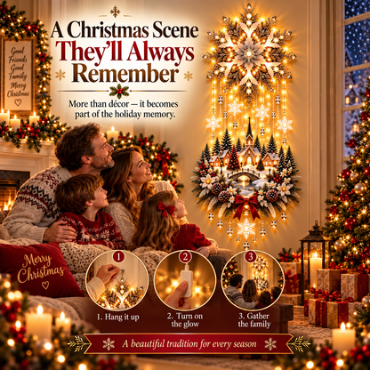 🎄 Christmas Snowflake Cascading Wall Light – Warm White Winter Village Decor ✨