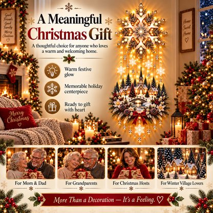 🎄 Christmas Snowflake Cascading Wall Light – Warm White Winter Village Decor ✨