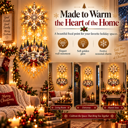 🎄 Christmas Snowflake Cascading Wall Light – Warm White Winter Village Decor ✨