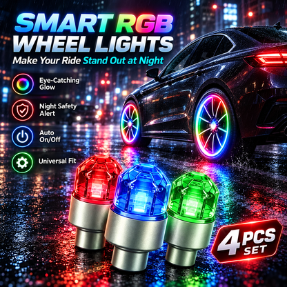 🔥Smart RGB Wheel Lights – Motion-Activated Night Glow for Cars, Motorcycles & Bikes🚲🌟