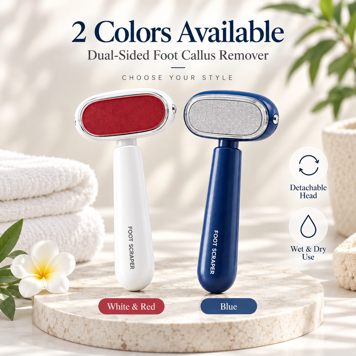 Dual-Sided Foot Callus Remover – Gentle Exfoliating Foot Care Tool with Replaceable Head for Smooth Heels