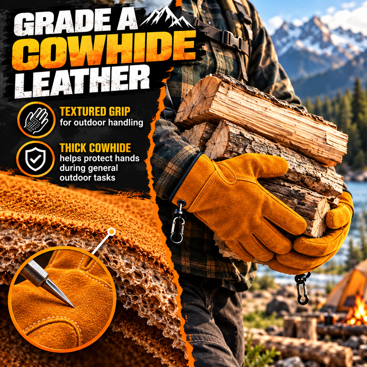 Outdoor Thickened Wear-Resistant Cowhide Work Gloves