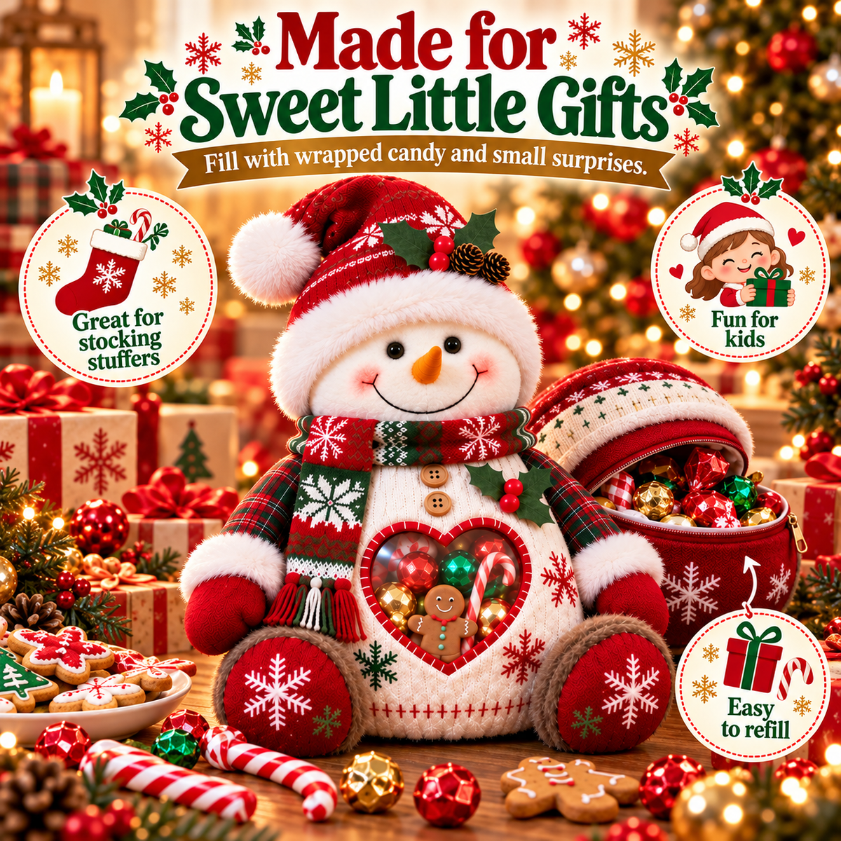 💯🎅 Refillable Christmas Figurine Treat Holder