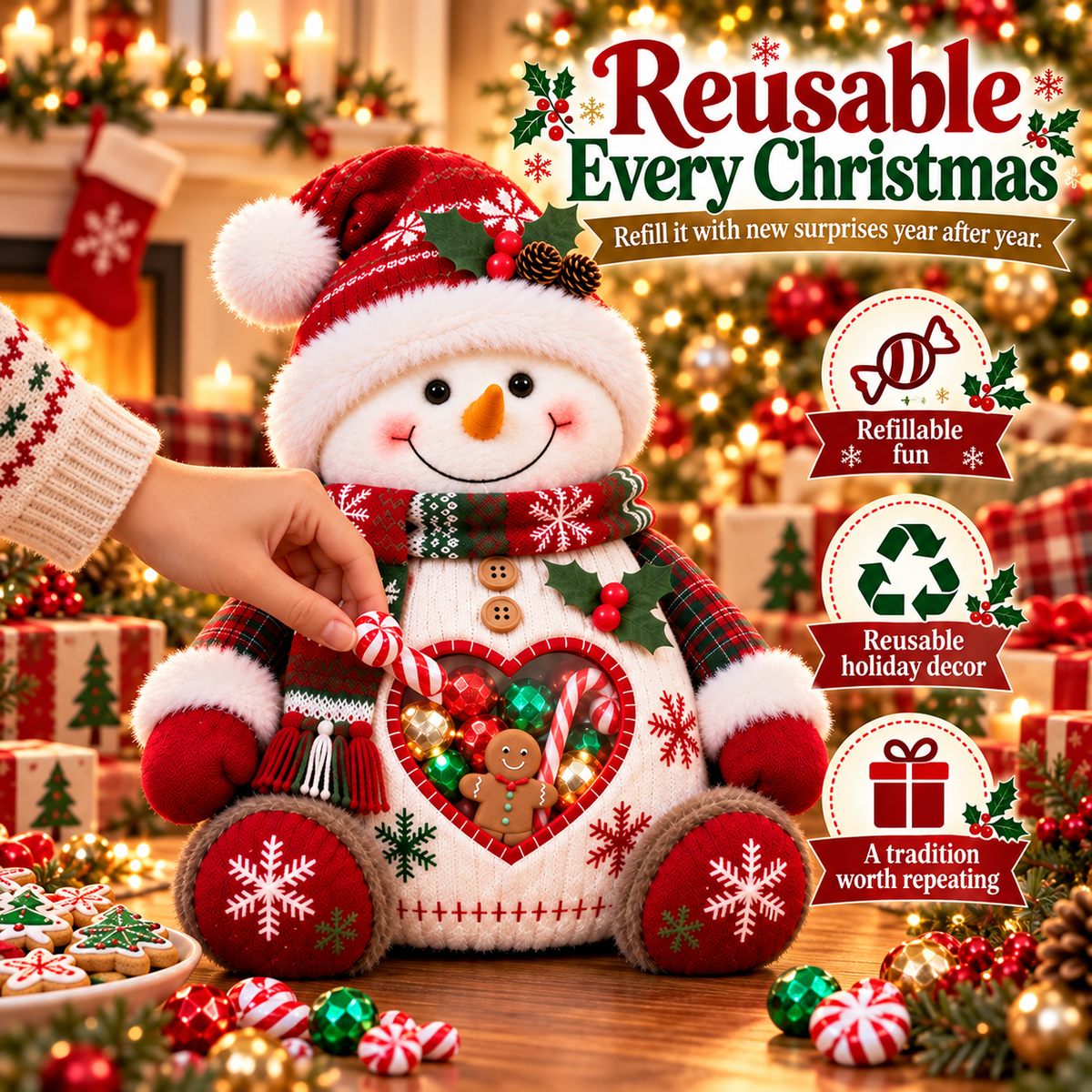 💯🎅 Refillable Christmas Figurine Treat Holder