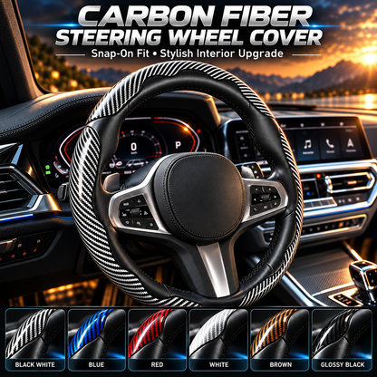 🏎️ Carbon Fiber-Style Steering Wheel Cover — Anti-Slip Car Steering Wheel Cover for 15-Inch Steering Wheels