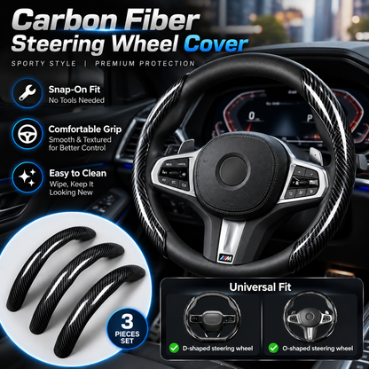 🏎️ Carbon Fiber-Style Steering Wheel Cover — Anti-Slip Car Steering Wheel Cover for 15-Inch Steering Wheels