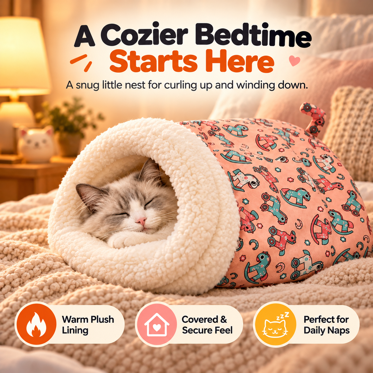 🐱💤 Cozy Cat Sleeping Bag – Ultra-Soft Plush Hideaway Bed for Cats ✨