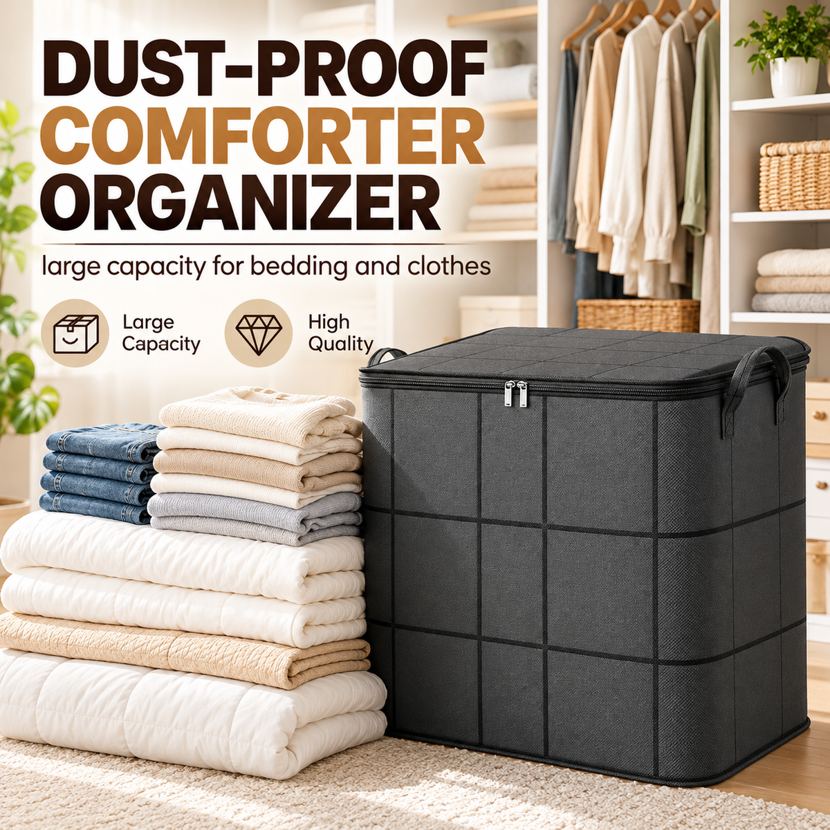 📦 Giant Foldable Storage Bag – Large Capacity Organizer for Bedding, Clothes & Blankets 🌟
