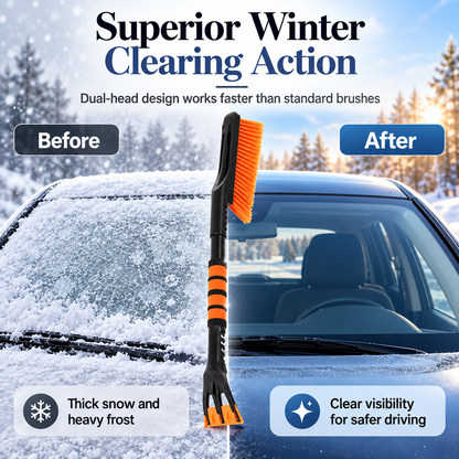 🚗Extendable Car Snow Brush & Ice Scraper – 2-in-1 Winter Windshield Cleaning Tool