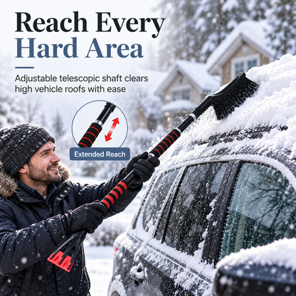 🚗Extendable Car Snow Brush & Ice Scraper – 2-in-1 Winter Windshield Cleaning Tool