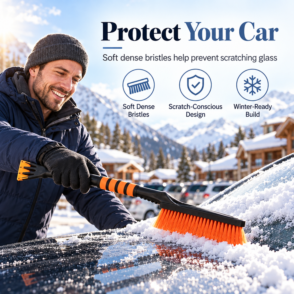 🚗Extendable Car Snow Brush & Ice Scraper – 2-in-1 Winter Windshield Cleaning Tool