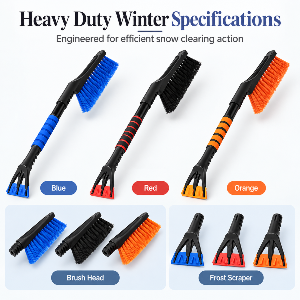 🚗Extendable Car Snow Brush & Ice Scraper – 2-in-1 Winter Windshield Cleaning Tool