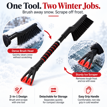 🚗Extendable Car Snow Brush & Ice Scraper – 2-in-1 Winter Windshield Cleaning Tool