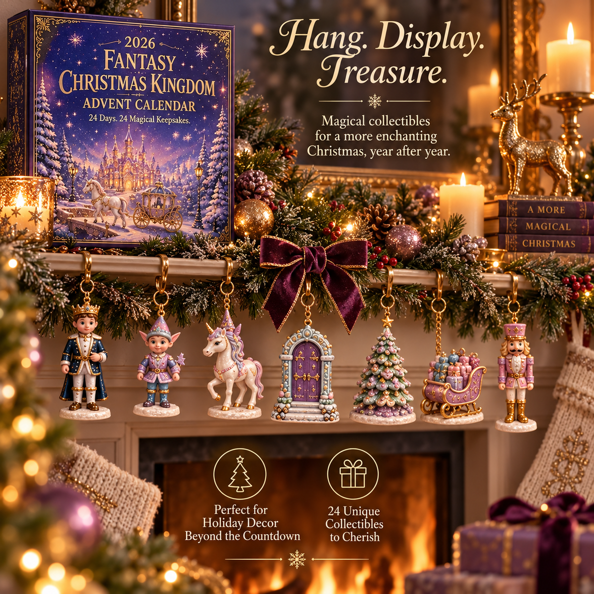 🏰 2026 Fantasy Christmas Kingdom Advent Calendar ✨ | 24-Day Magical Countdown with Fairytale Collectible Ornaments | Enchanted Holiday Gift for Kids