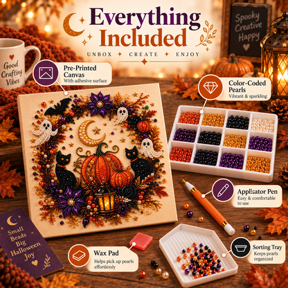 🎖️👻 Halloween Pearl Art DIY Kit – Turn Tiny Pearls into Spooky-Cute Magic