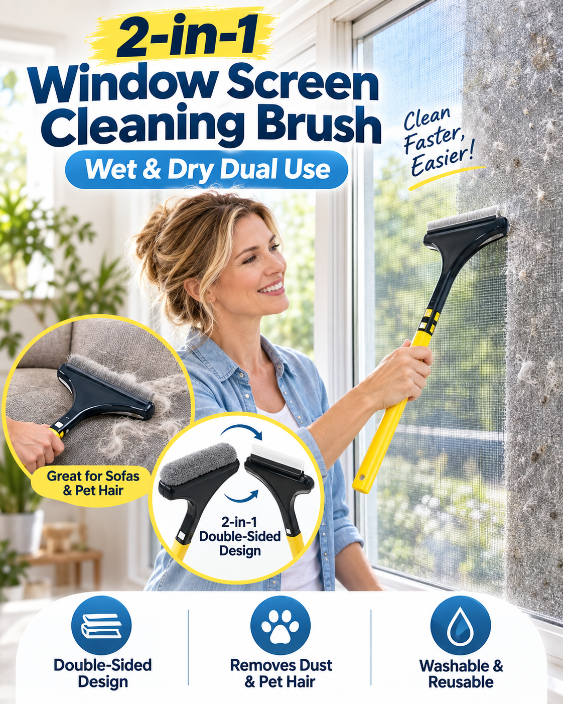 🪟2-in-1 Window & Surface Cleaning Brush – Wet & Dry Dual Use🧼