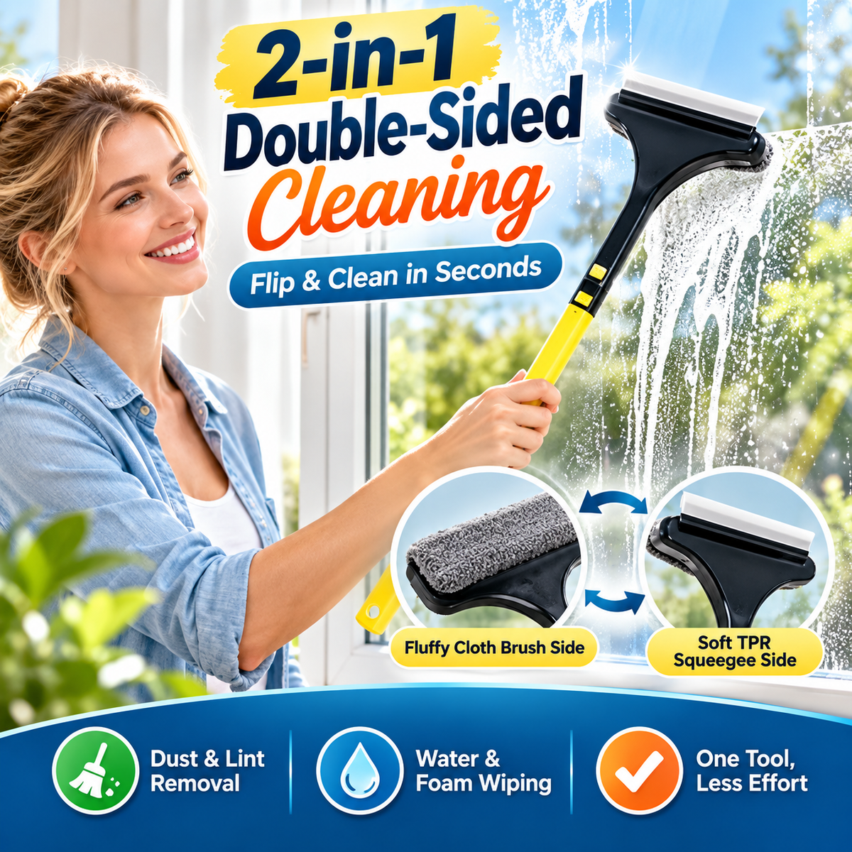 🪟2-in-1 Window & Surface Cleaning Brush – Wet & Dry Dual Use🧼