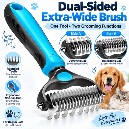 🐶2-in-1 Pet Grooming Brush – Deshed, Detangle & Smooth✨