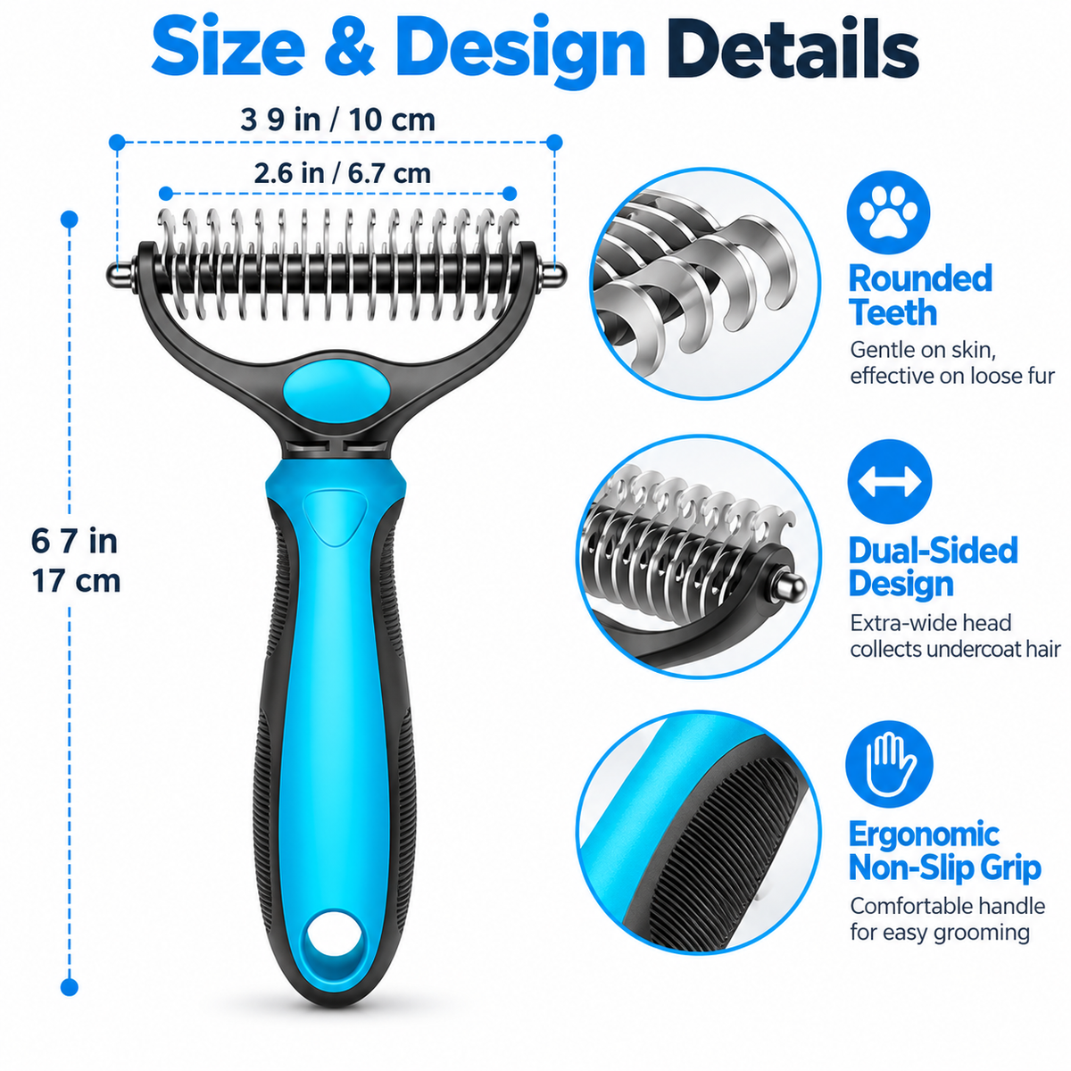 🐶2-in-1 Pet Grooming Brush – Deshed, Detangle & Smooth✨