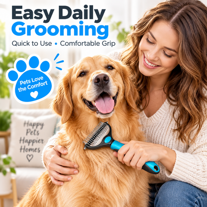 🐶2-in-1 Pet Grooming Brush – Deshed, Detangle & Smooth✨