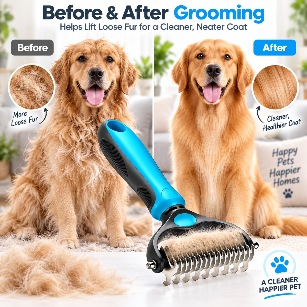 🐶2-in-1 Pet Grooming Brush – Deshed, Detangle & Smooth✨